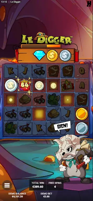 Dig It bonus Blast Bar vult zich met muntcategorie-upgrade indicator zichtbaar