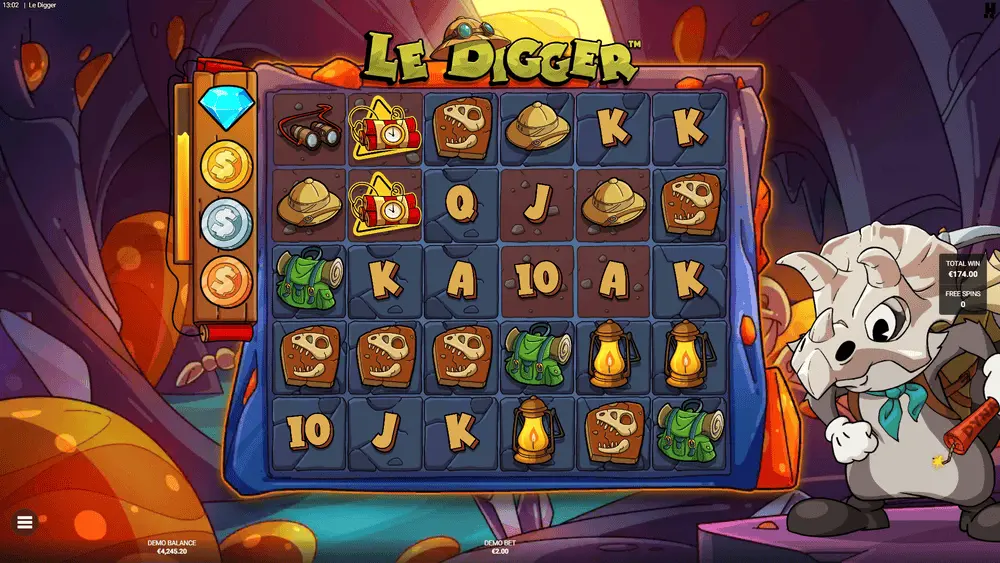 Dig It bonus met gedeeltelijk gevulde Blast Bar en categorie-upgrade indicator zichtbaar