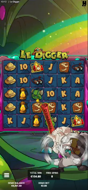 Gold Digger bonus met vijf actieve dynamieten en Gold Reveals over het raster